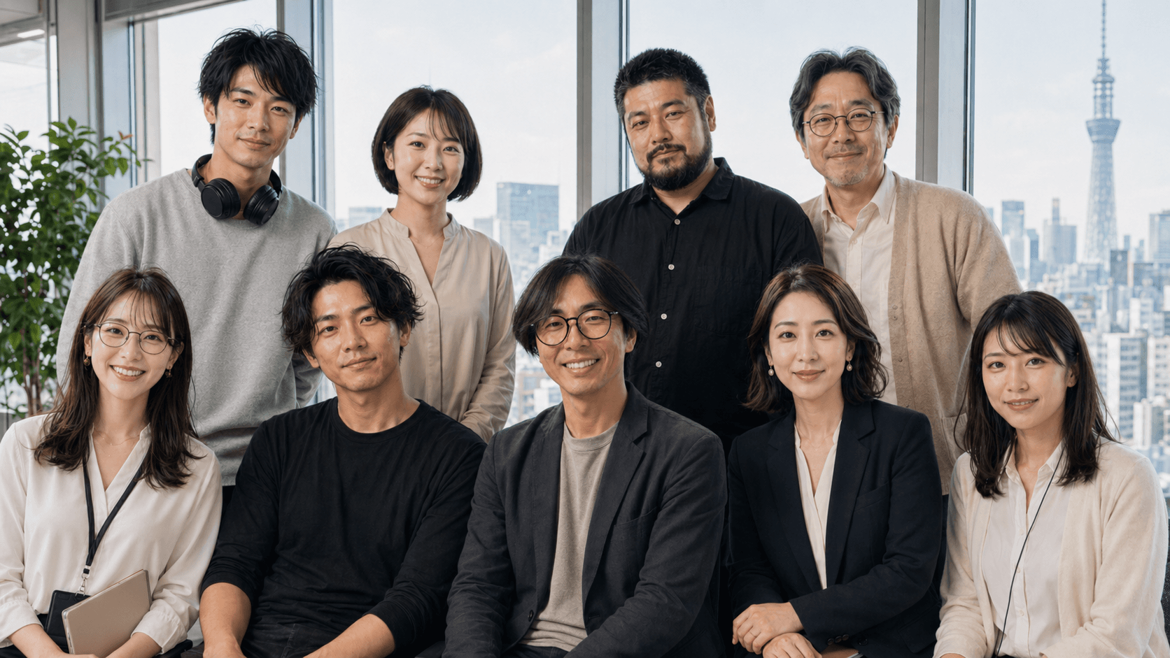 PiloTube チーム集合写真 — 8人のメンバー