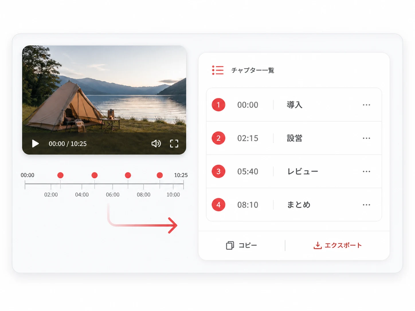 チャプター生成AI機能画面